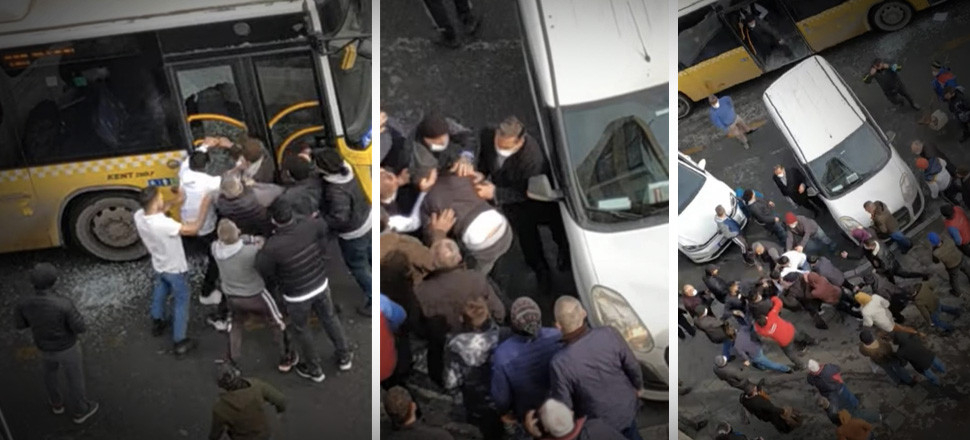 Belediye otobüsünün camını kırıp şoförü ve oğlunu darp ettiler!