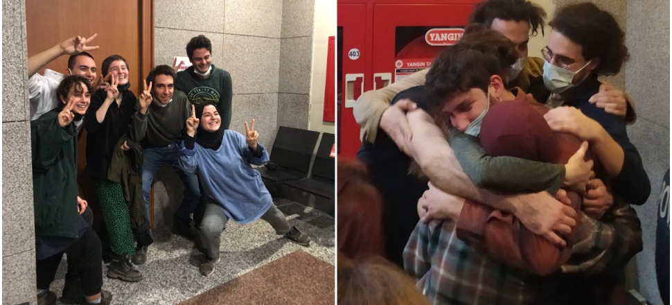 Öğrencilerin tahliye mutluluğu