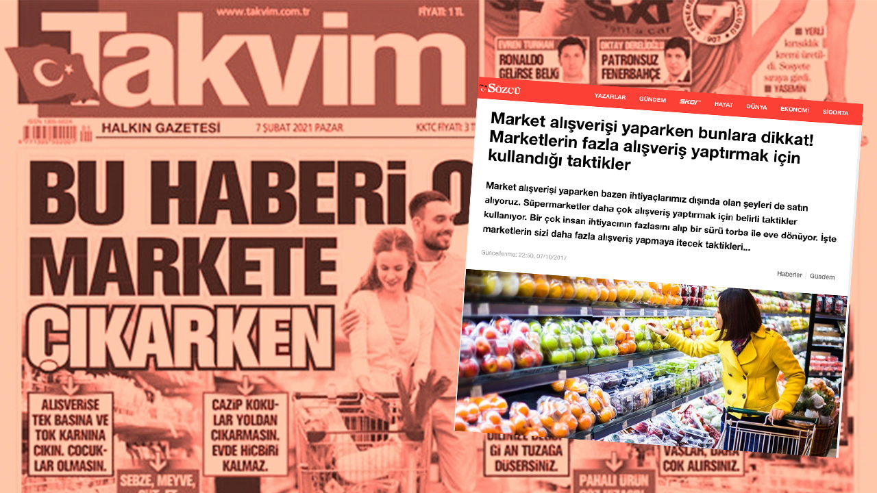 Takvim'in market manşetinin benzeri Sözcü'de!