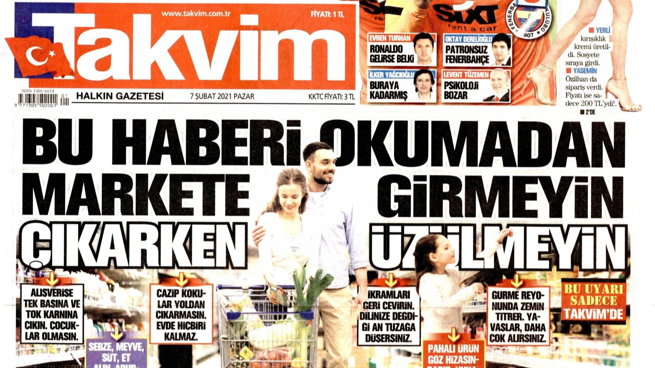 Takvim'in milletle dalga geçen manşeti olay oldu