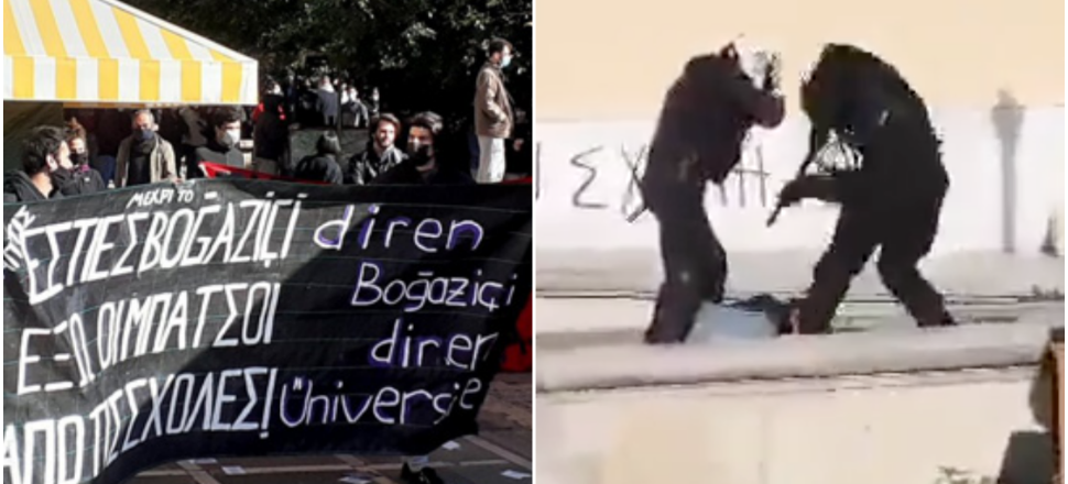 Soldaki Boğaziçi sağdaki Atina yönetimi protestosu
