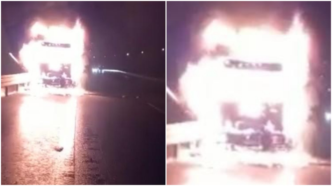 Kimyasal madde yüklü kamyonet alev alev yandı