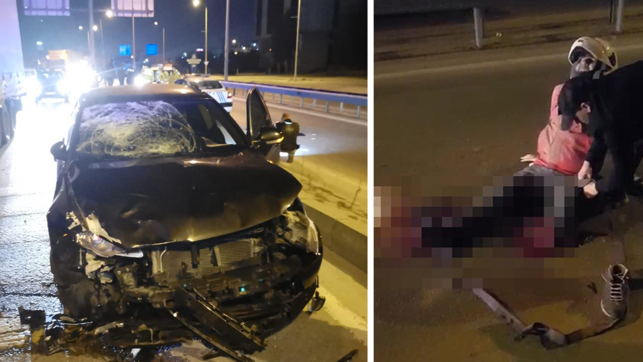 Otomobilin çarptığı motosikletlinin bacağı koptu