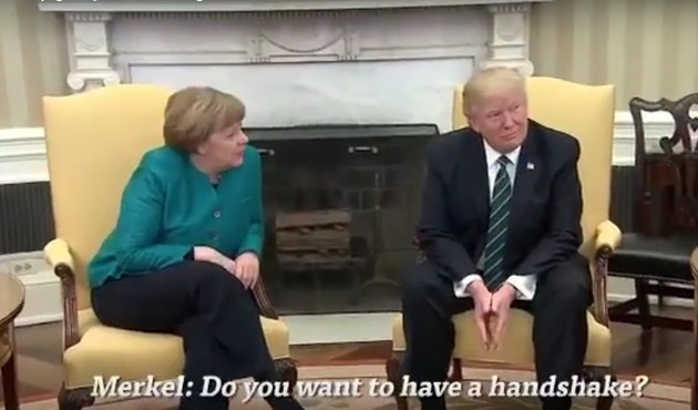 Merkel ile Trump'ın görüşmesine damga vuran anlar! / VİDEO