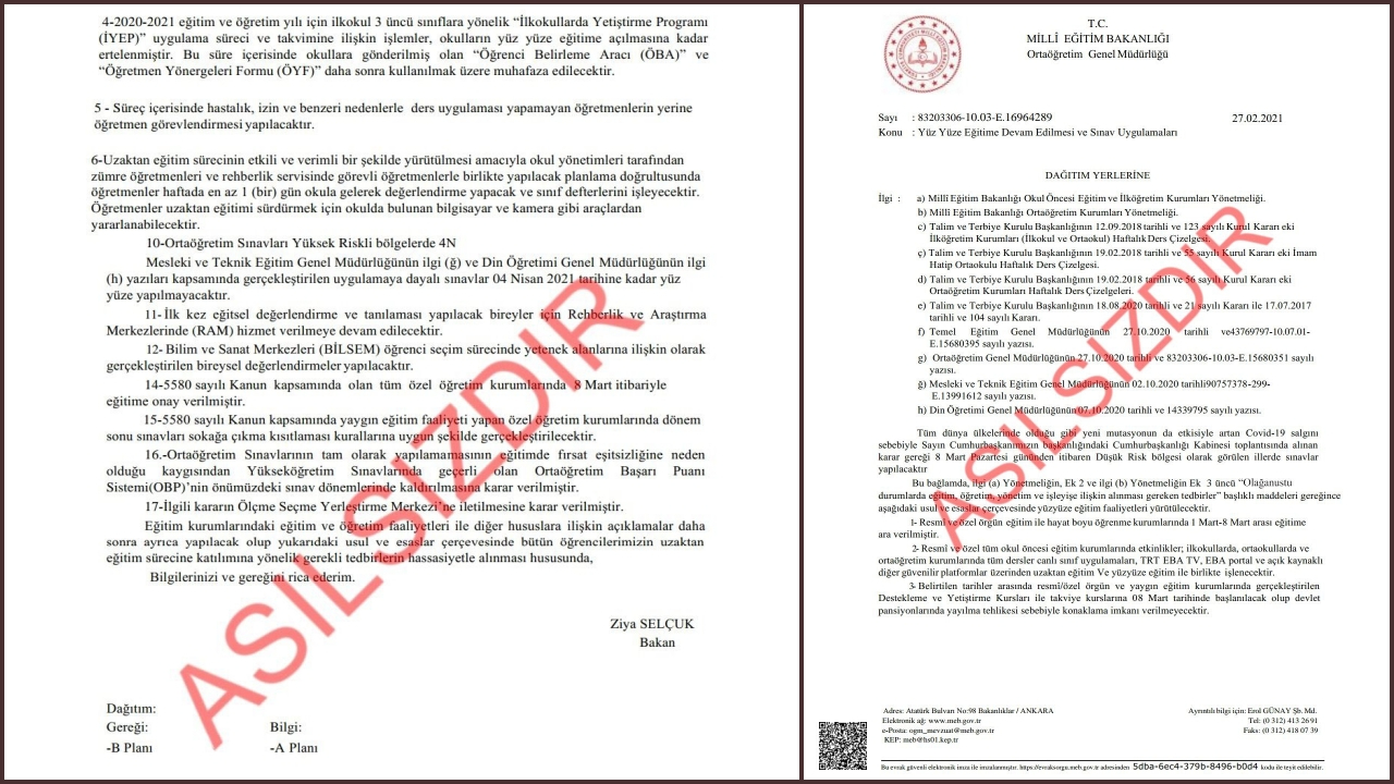 MEB'den sahte 'yüz yüze eğitim belgesi' uyarısı
