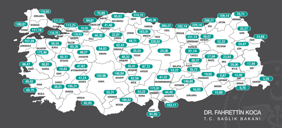 Haftalık vaka haritası açıklandı