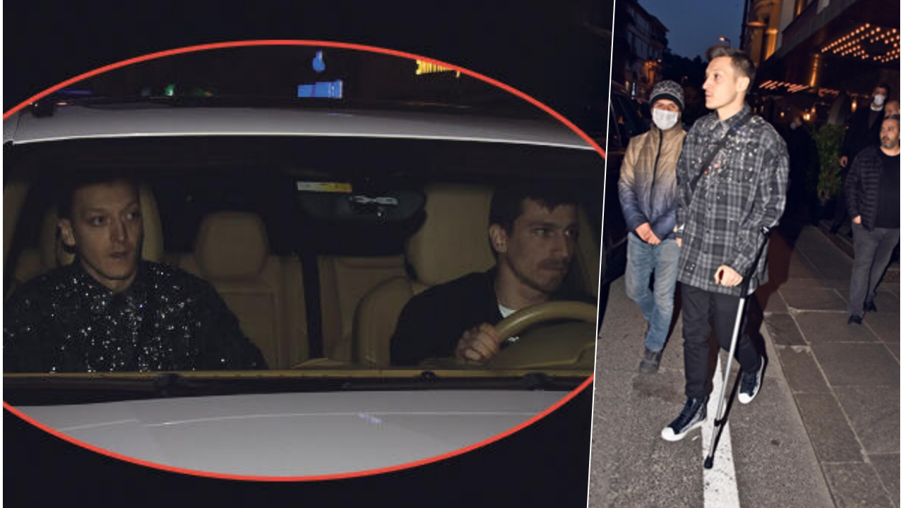 Mesut Özil koltuk değneğiyle gece gezmelerinde...