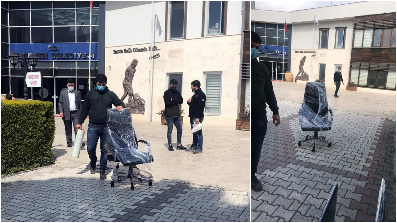 Tutuklanan CHP'li başkanın makam koltuğu götürüldü