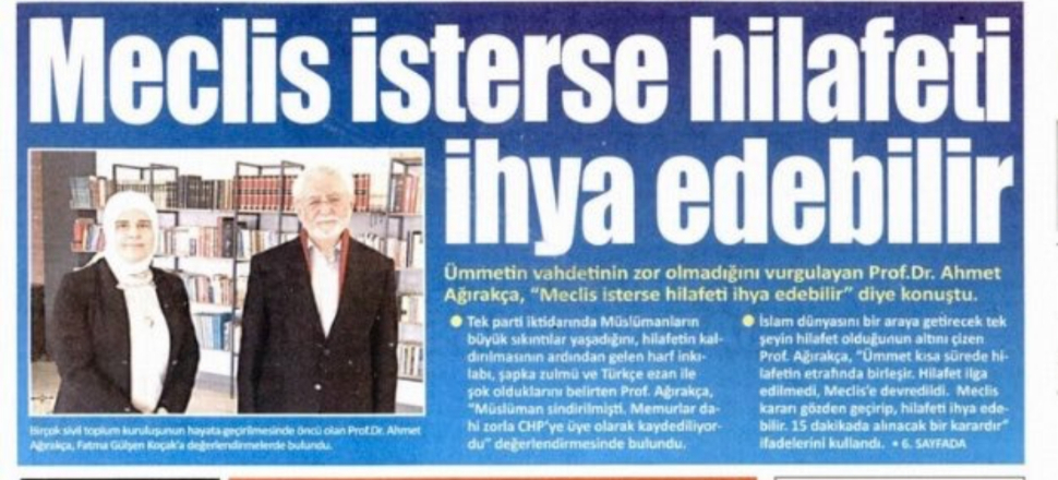 Yeni Akit "Hilafet" tartışmasını yeniden ısıtıyor!