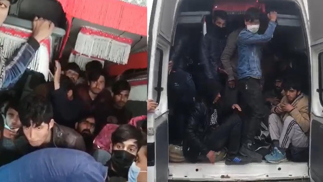 17 kişilik minibüsten, 40 düzensiz göçmen çıktı