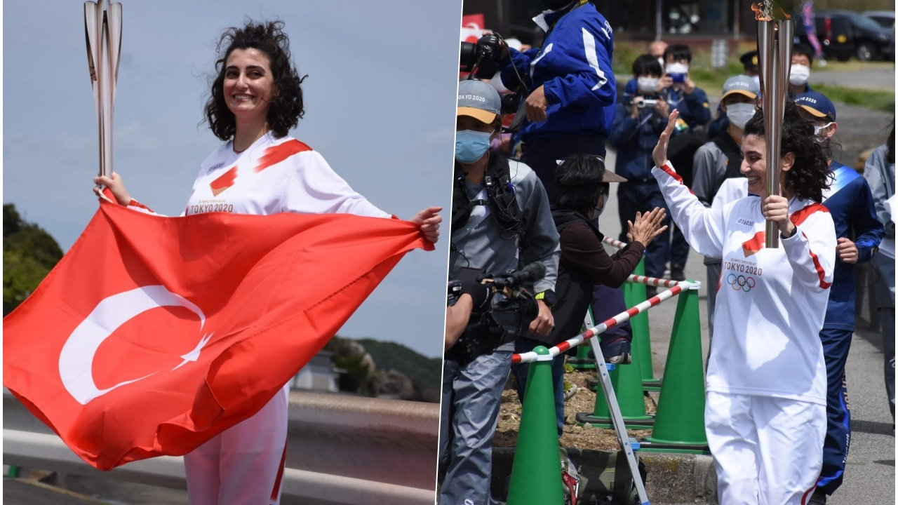 Türk kızı Durna Özkaya olimpiyat meşalesini taşıdı