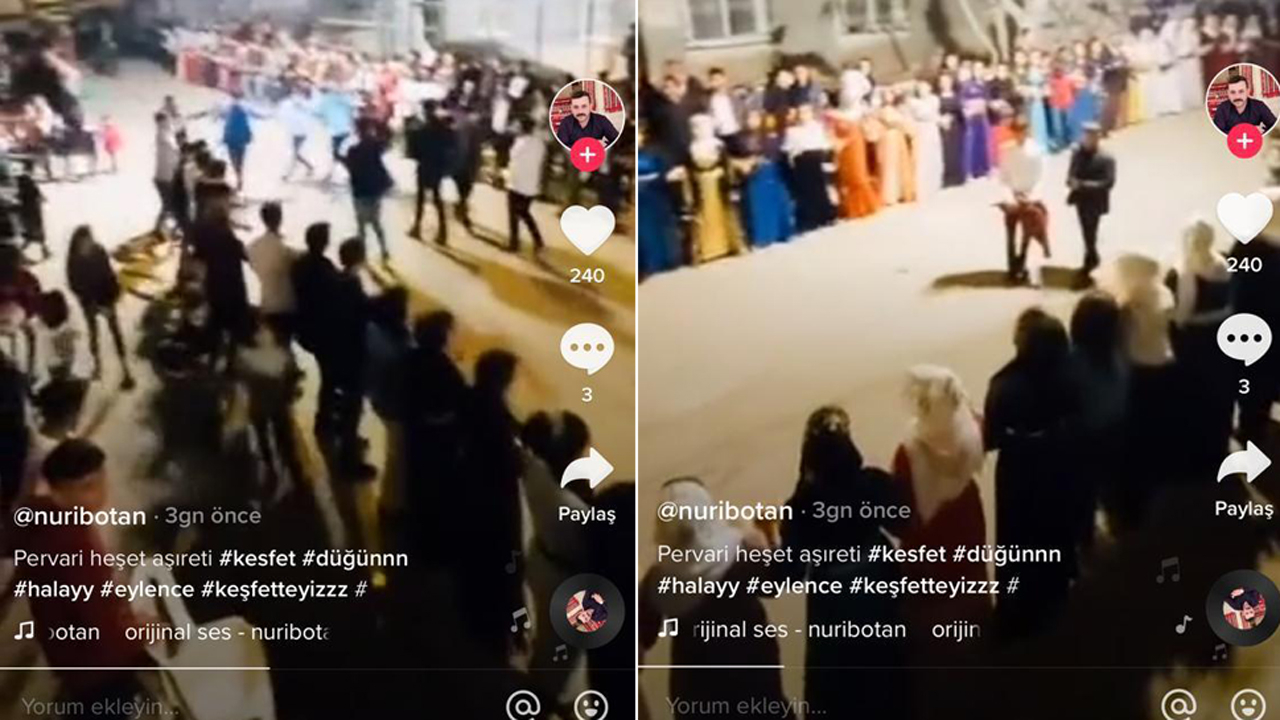 Pervari'deki düğünde yüzlerce metrelik halay!