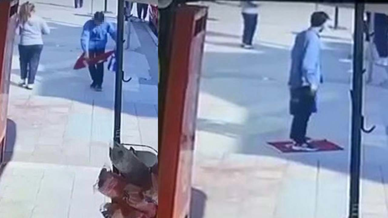 Türk bayrağını yere serip üzerine basan kişi gözaltına alındı