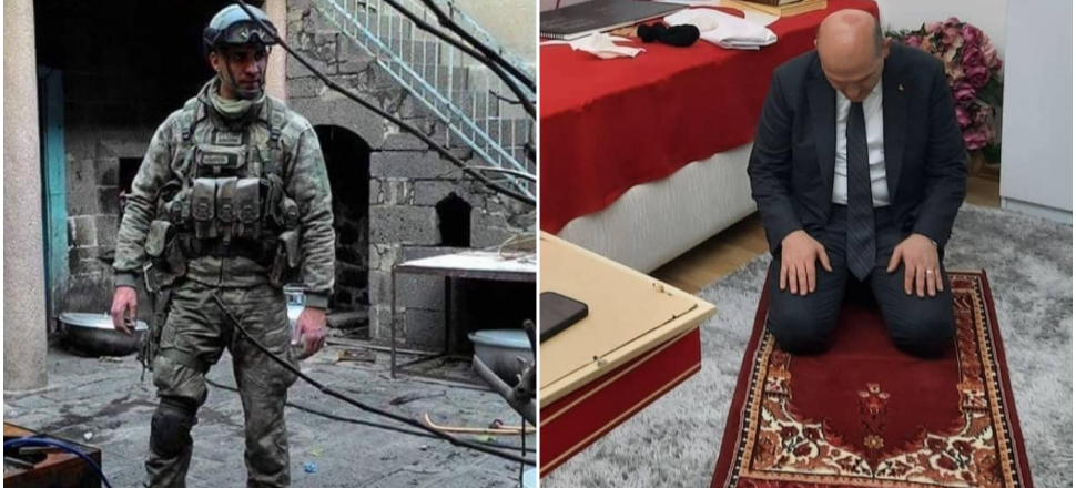 Bakan Soylu'dan şehidin seccadesinde namaz
