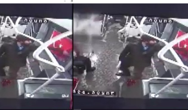 Otobüste Türk bayrağına çirkin saldırı/Video