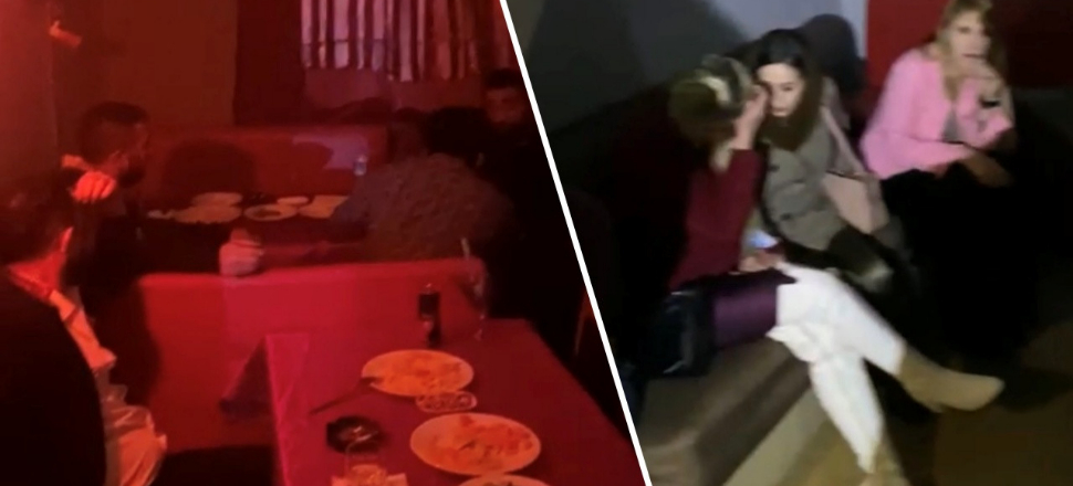 Dışarıdan metruk bina, içeriden 'pavyon'! Baskın anı kameralarda...