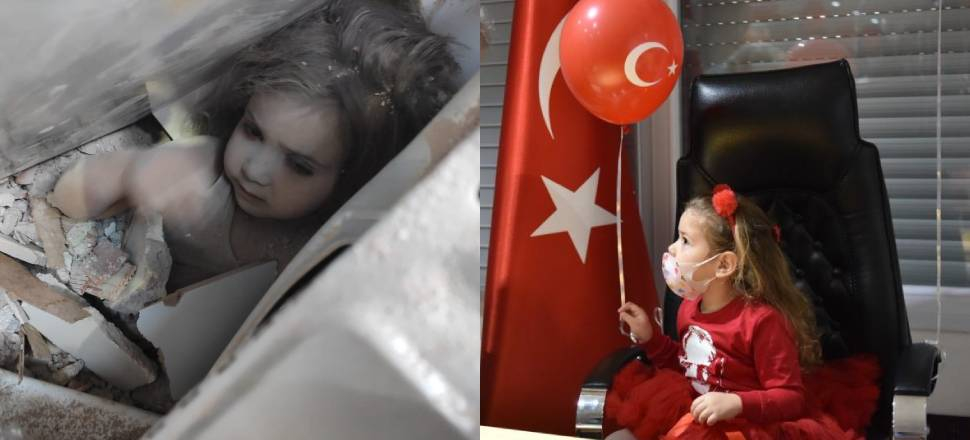 Depremin sembolü Ayda bebek makam koltuğunda
