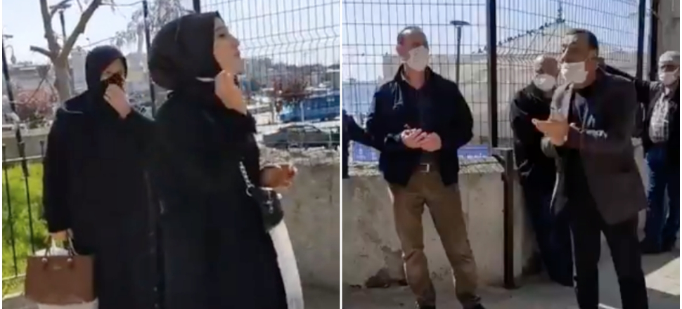Camiye girmek isteyen kadına izin vermedi