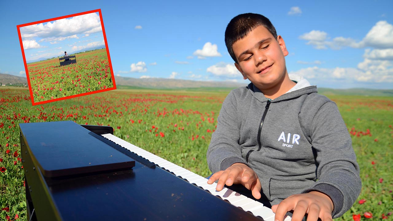 9 yaşındaki görme engelli Bager Çalışçı'dan piyano resitali