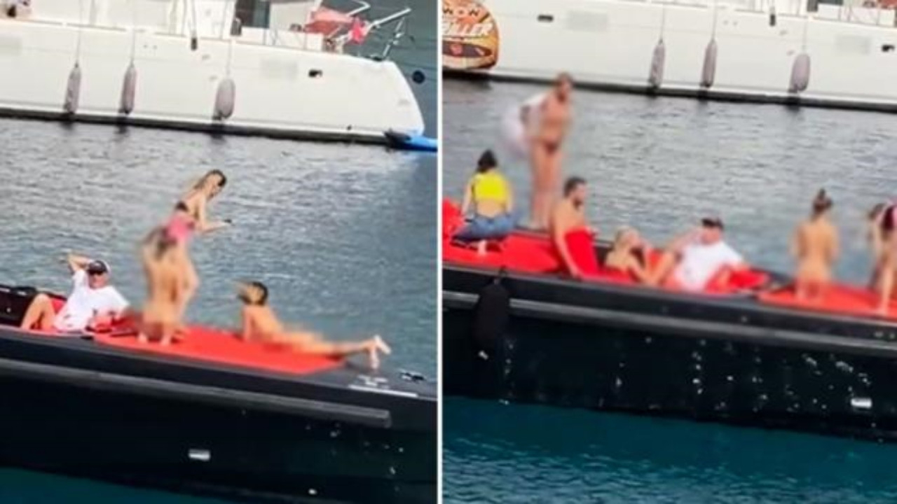 Kısıtlamaya rağmen özel yatla denize açılıp, çırılçıplak poz verdiler!