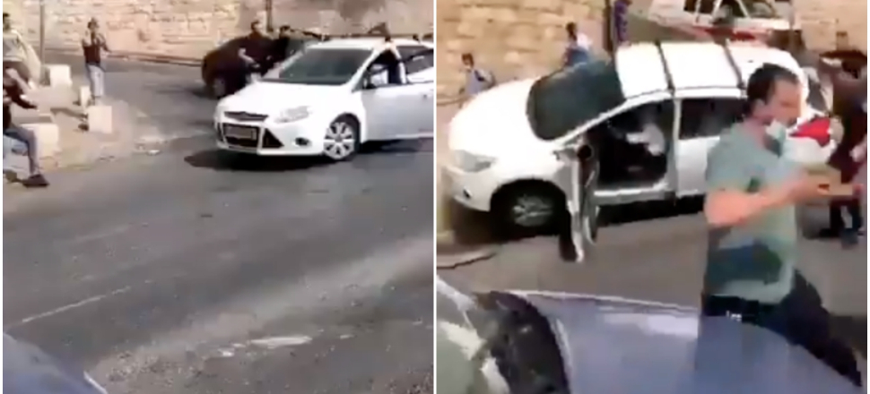 İsrailli bir kişi aracını Filistinlilerin üzerine sürdü!