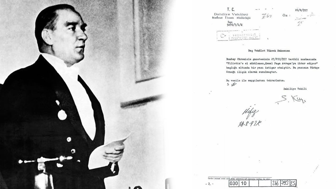 Atatürk: Filistin'e el sürülemez!