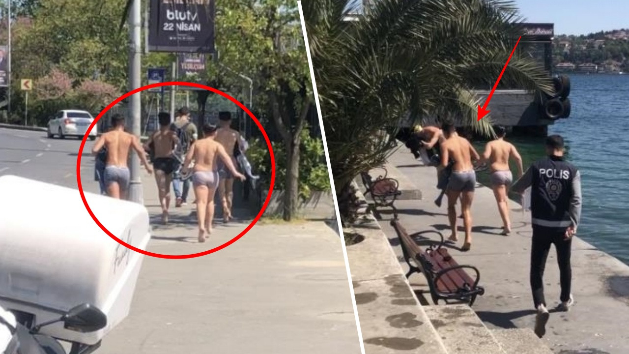 Tam kapanmada denize girdiler! Polisi görünce yarı çıplak kaçtılar