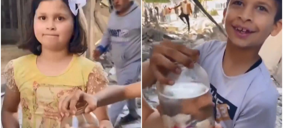 Enkazdan balıklarını kurtaran Gazzeli çocukların mutluluğu