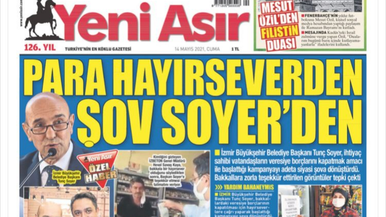 Tunç Soyer'in veresiye defteri şovu ulusal basında