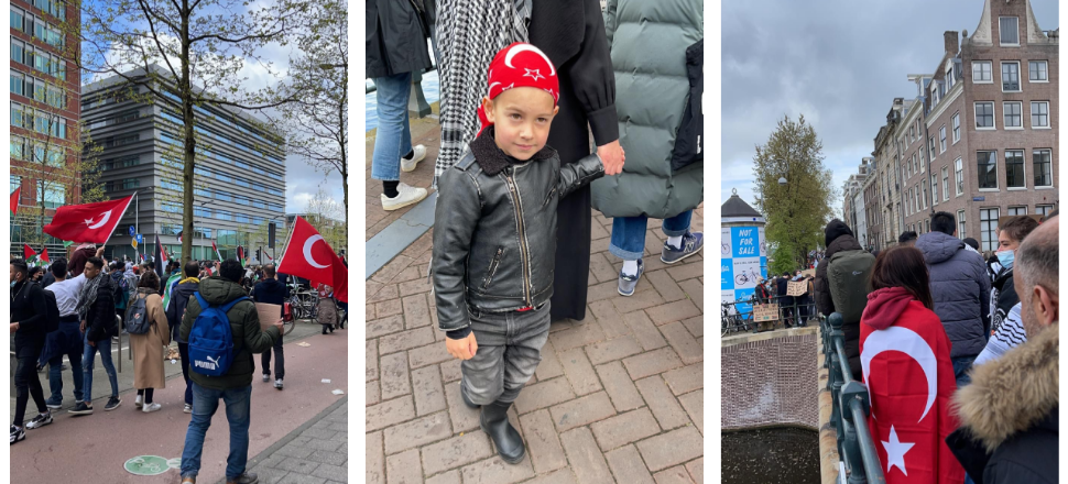 Amsterdam’da Türk bayraklı ve Erdoğan’lı İsrail protestosu!