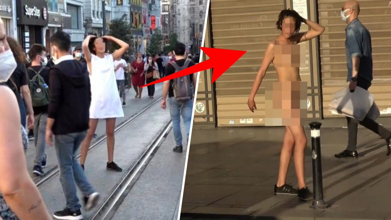 Taksim'de Faslı kadın çırılçıplak soyunarak sokaklarda gezdi!