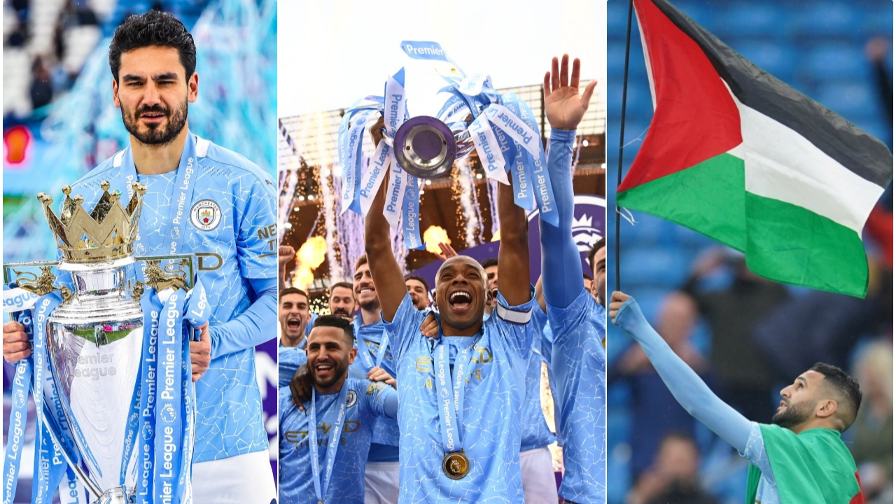 Riyad Mahrez'den Filistin bayraklı şampiyonluk kutlaması