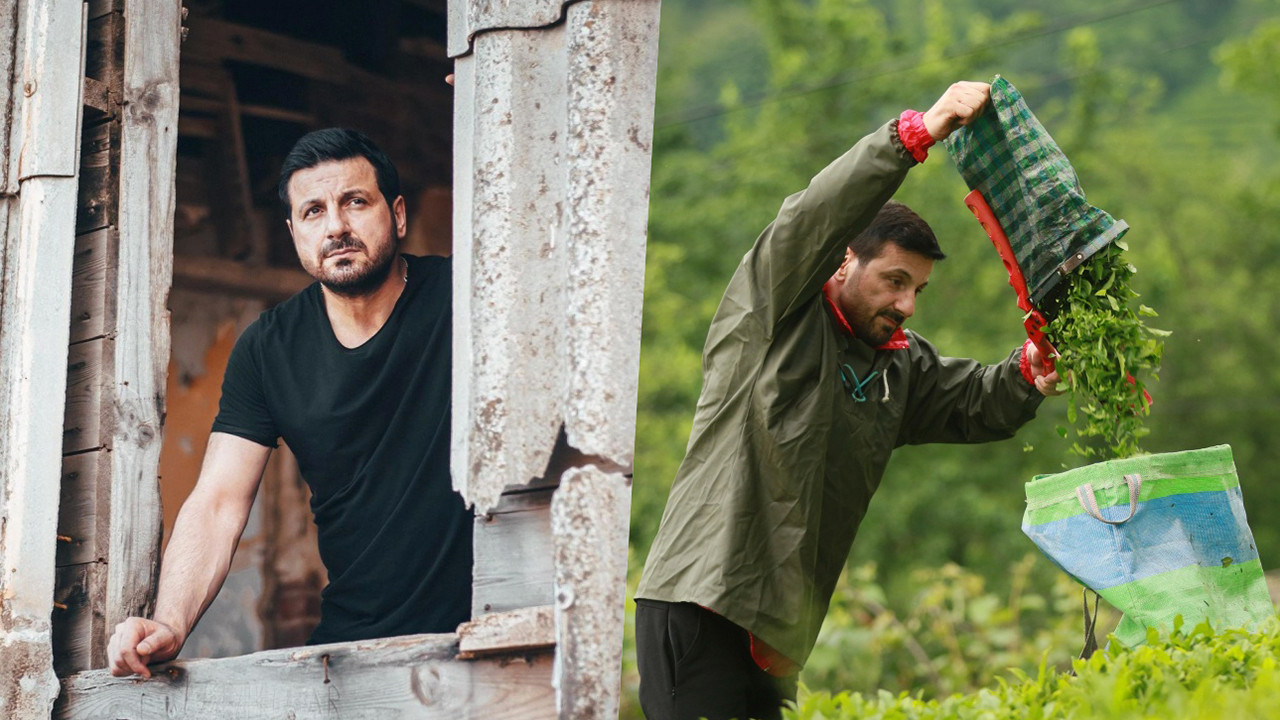 Memleketi Rize'ye giden Davut Güloğlu çay topladı