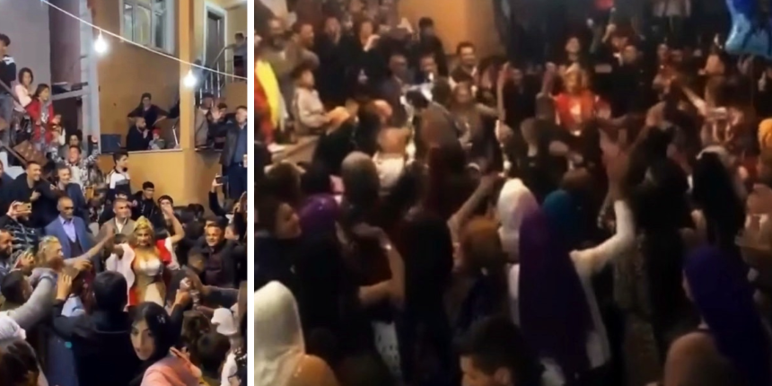 Düğünde koronavirüse meydan okudular