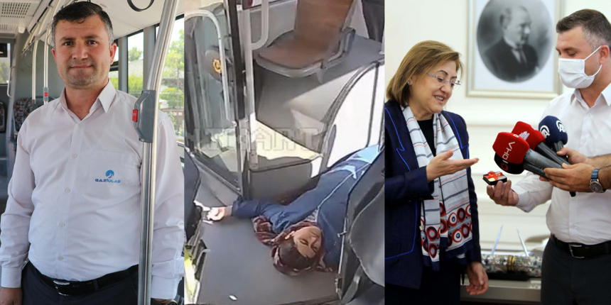 Gaziantep'te hayat kurtaran otobüs şoförüne ödül