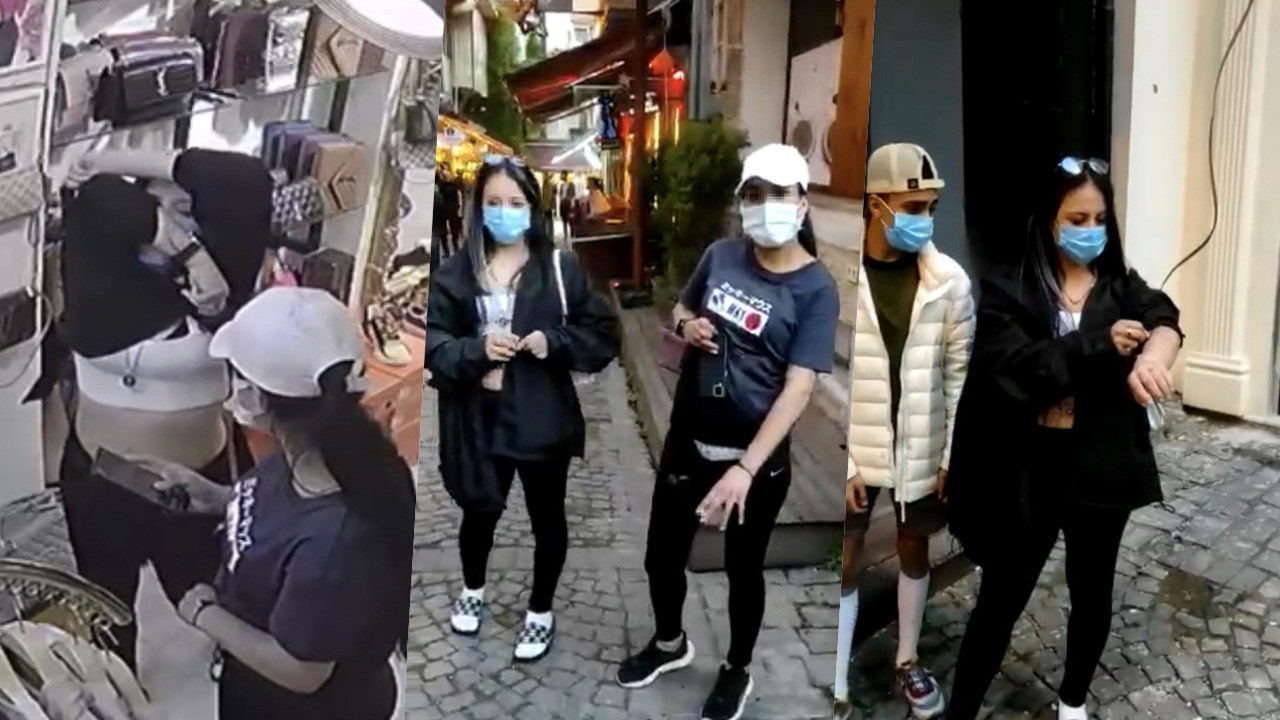 Ortaköy'de hırsızlık yapan iki kadın ortalığı birbirine kattı! Jiletle kendini doğradı