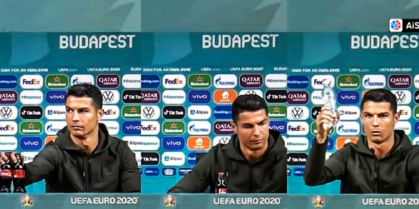 Ronaldo'dan ders gibi hareket! Gazlı içecekleri kaldırdı