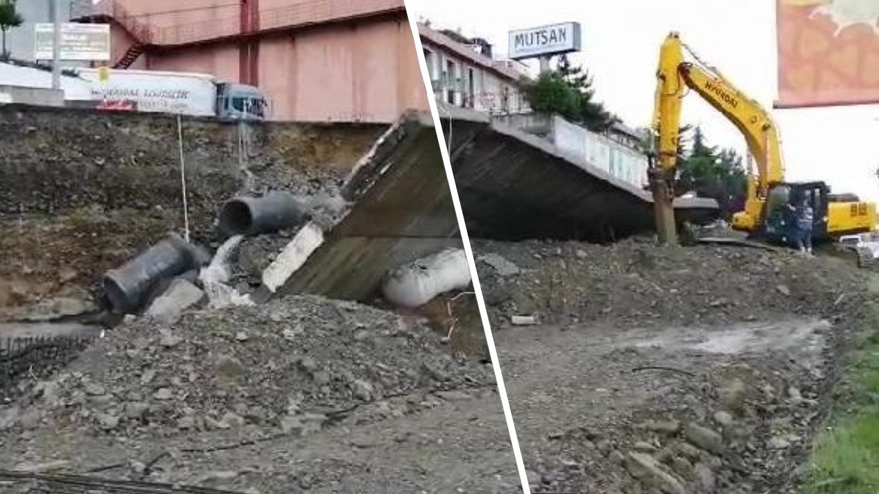 Başakşehir'de sağanak yağış etkisiyle duvar çöktü!