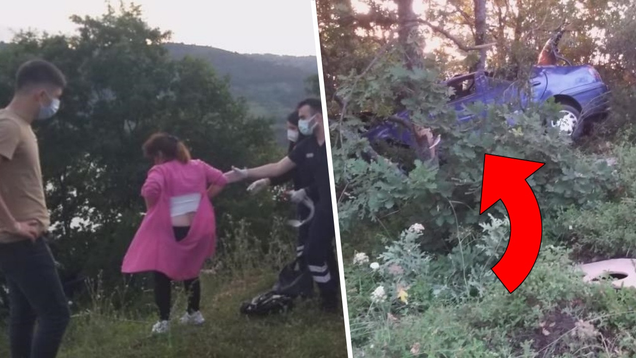 Aracı metrelerce uçuruma yuvarlandı, yaralı kadın gazetecilere saldırdı!