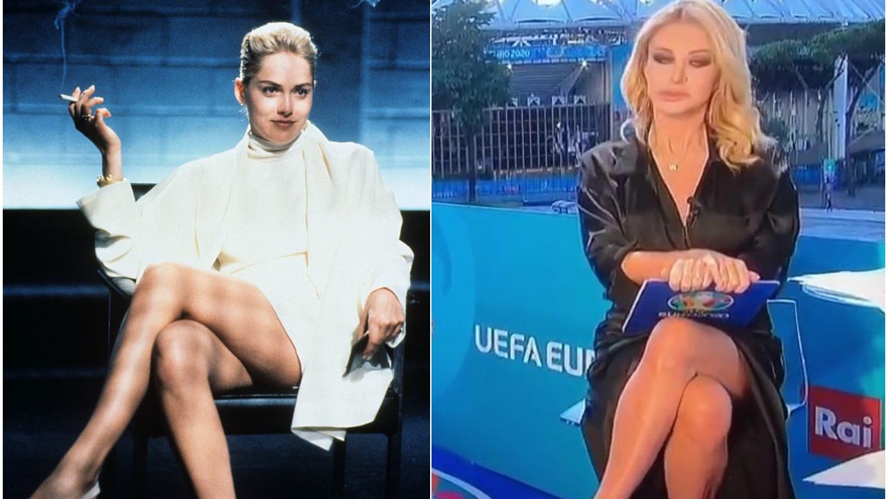İtalyan sunucu Paula Ferrari'den canlı yayında Sharon Stone kazası