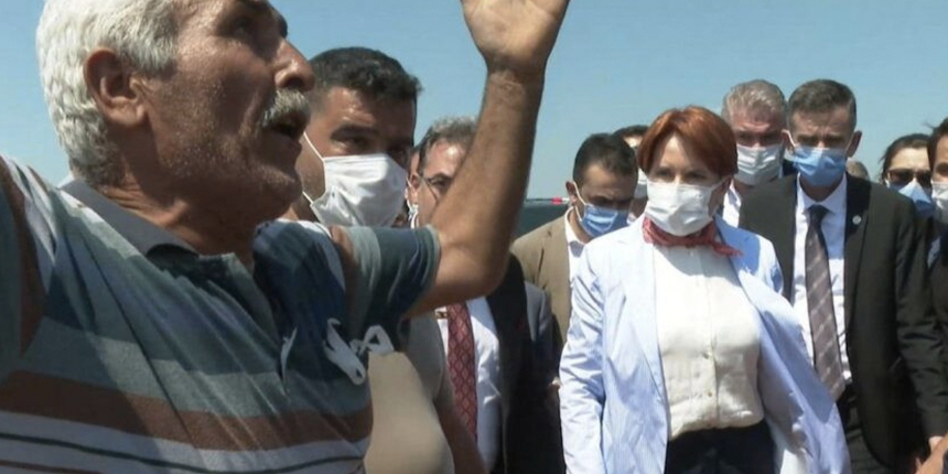Akşener'in önünde soğan döken vatandaş özür diledi: "Galeyana geldik. Dökmez olaydım"