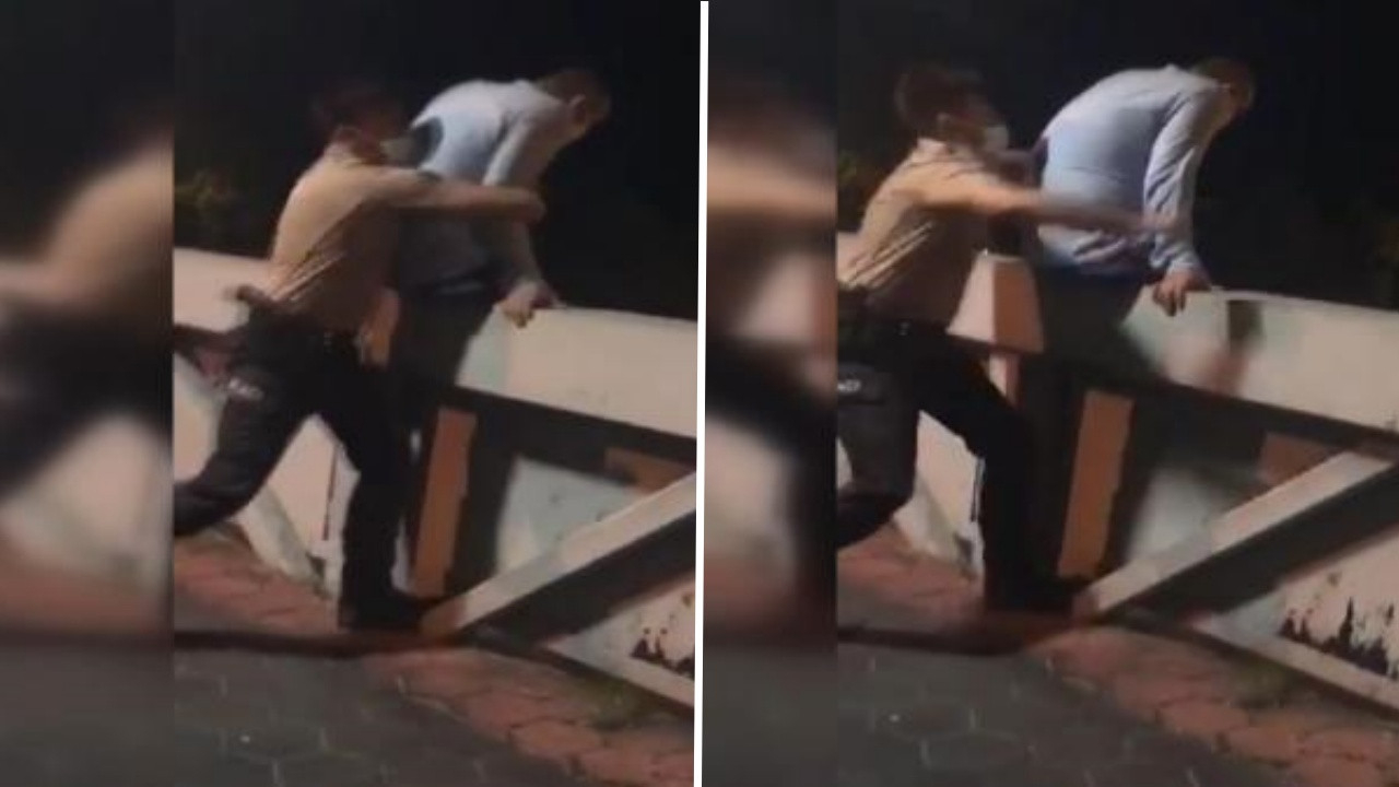 Üst geçitte intihara kalkışan kişiyi bekçiler son anda kurtardı! O anlar kamerada...