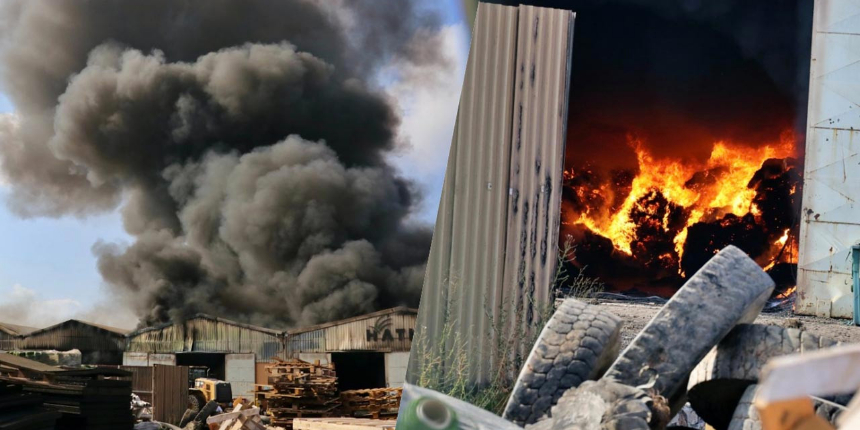Osmaniye'de fabrika deposunda yangın