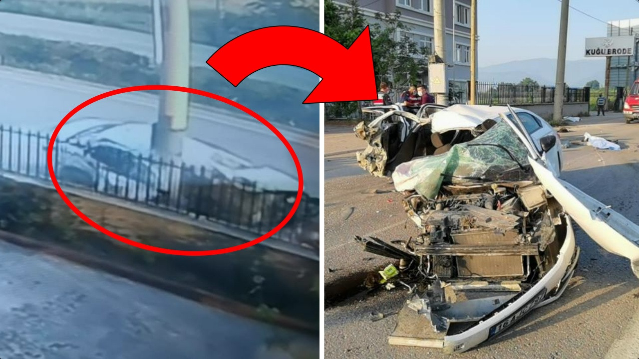 Otomobil beton direğe çarpıp paramparça oldu: 3 ölü, 2 yaralı!