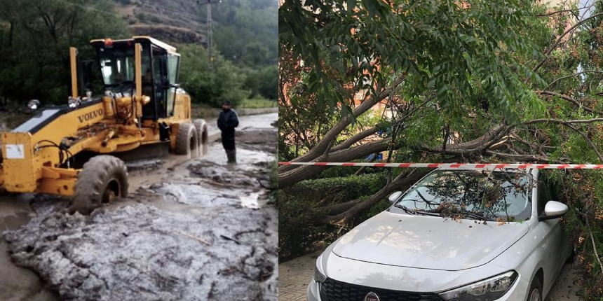 İzmir'de fırtına, Giresun'da sel... Yollar çamurla kaplandı