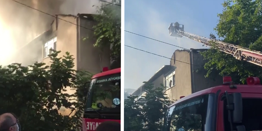 Beykoz'da korkutan yangın! Çatı katı yandı, 2 kişi dumandan etkilendi