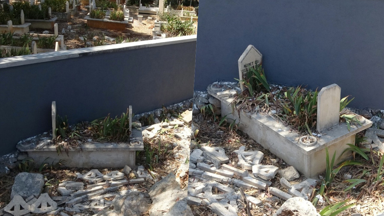 Mersin'de mezarlıkta şok görüntü! Büyük tepki çekti