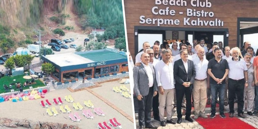 Tam kadro kaçak plaj için kurdele kesmişlerdi... Skandal açılış CHP'yi karıştırdı!