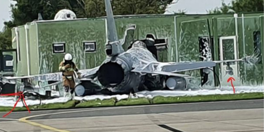 F-16 kaza yaptı: Binanın metrelerce içine saplandı!