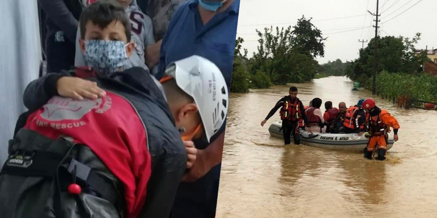 Sakarya'da sel felaketi! Mahsur kalan vatandaşlar botlarla böyle kurtarıldı